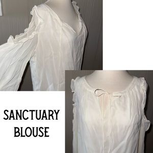 Sanctuary Creamy White Lined Cold Shoulder Blouse with Ruffle Details Size Size
